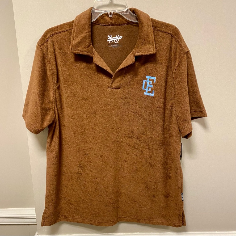 Brooklyn Cloth Mfg Co Brown Velour Pullover Men’s Top Sz L NWT